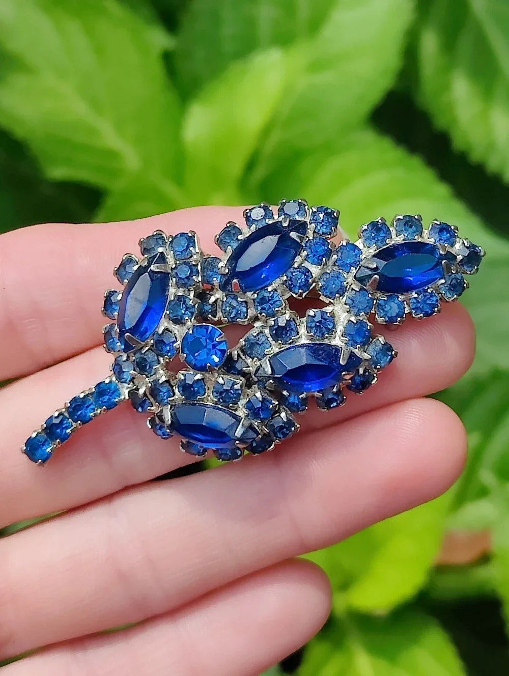 Vintage Juliana D&E Blue Rhinestone Fruits